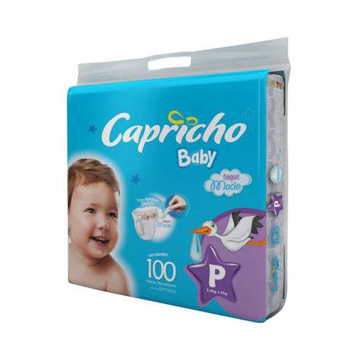 Fralda Capricho Baby C/ 100 Un. Tamanho P Super Jumbo