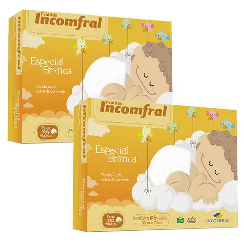 Fralda de Pano Bebê Kit 10 Peças Antialérgico 100% Algodão Especial Tecido Duplo Incomfral