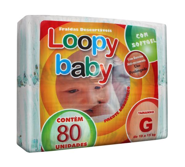 Fralda Descartável Loopy Baby G com 80 Unidades