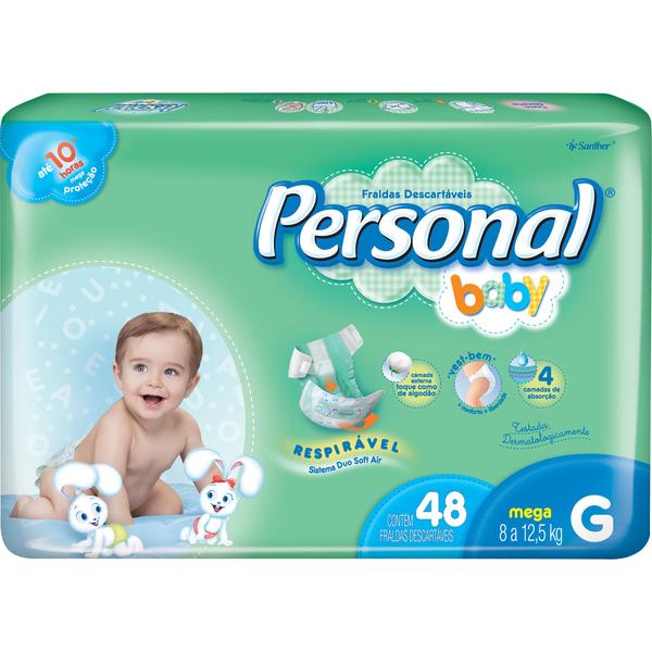 Fralda Descartável Personal Baby Mega G 48 Unidades