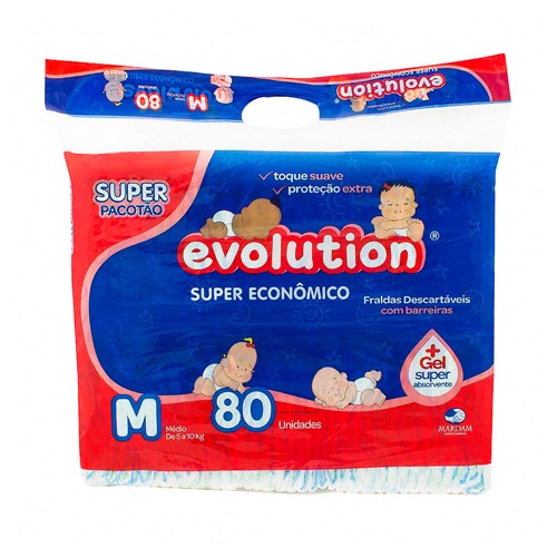 Fralda Dry Evolution Tamanho M Pacote Super com 80 Fraldas Descartáveis