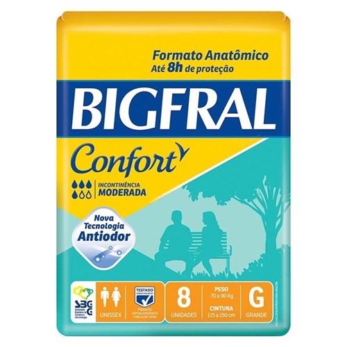 Fralda Geriátrica Bigfral Confort G com 8 Unidades