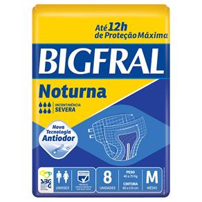 Fralda Geriátrica Bigfral Noturna Tamanho M com 8 Unidades- Bigfral