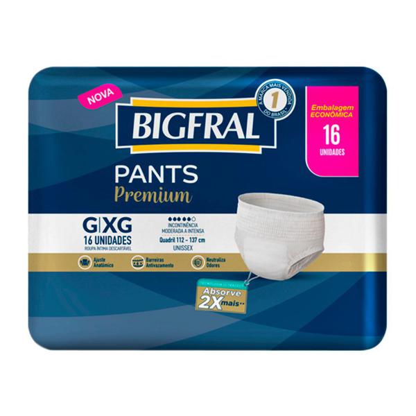 Fralda Geriátrica Bigfral Pants Premium Roupa Íntima Tamanho G/XG com 16 Unidades