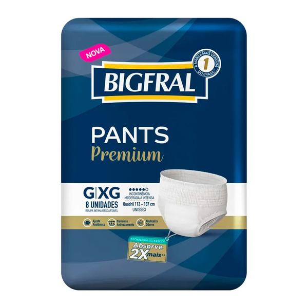 Fralda Geriátrica Bigfral Pants Premium Roupa Íntima Tamanho G/XG com 8 Unidades