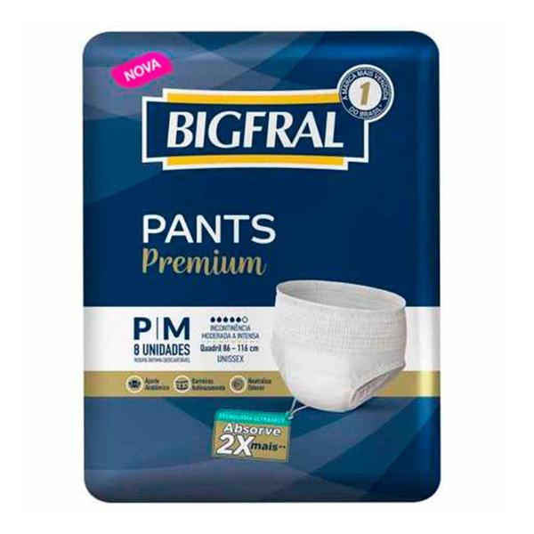 Fralda Geriátrica Bigfral Pants Premium Roupa Íntima Tamanho P/M com 8 Unidades