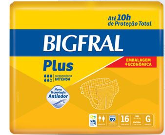 Fralda Geriátrica Bigfral Plus Embalagem Econômica Tam. G (Pct C/ 16 Unds.) - Bigfral