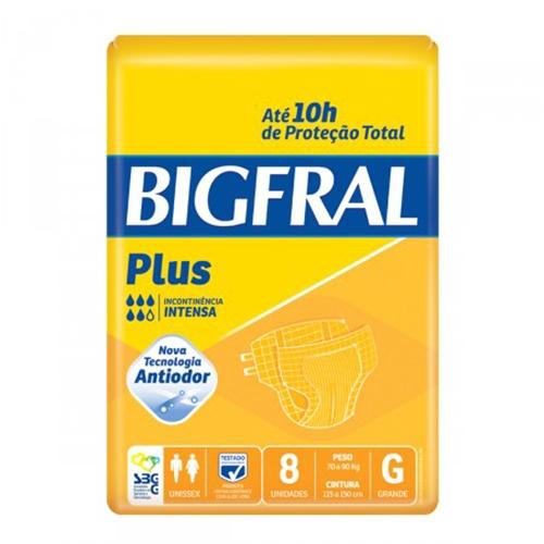 Fralda Geriátrica Bigfral Plus G com 8 Unidades - União
