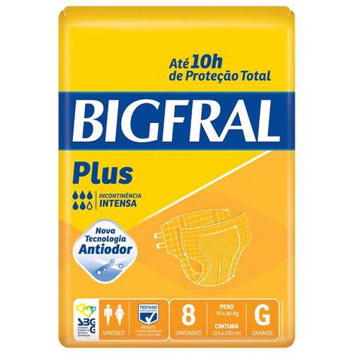 Fralda Geriátrica Bigfral Plus G com 8 Unidades
