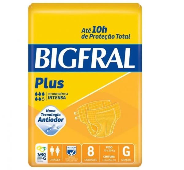 Fralda Geriátrica Bigfral Plus G com - com 8 Unidades