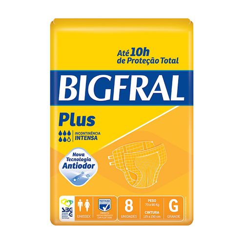 Fralda Geriátrica Bigfral Plus Grande 8 Unidade