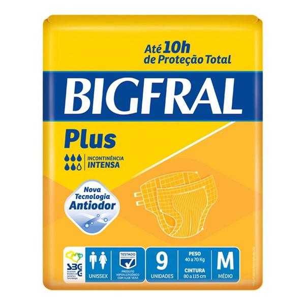 Fralda Geriátrica Bigfral Plus M - Pacote com 9 Unidades