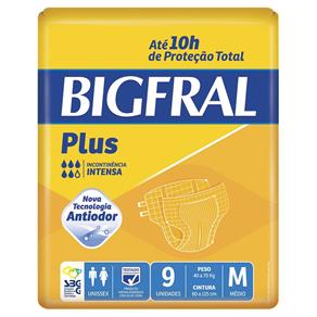 Fralda Geriátrica Bigfral Plus Normal Tamanho M com 9 Unidades - Bigfral