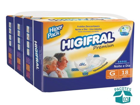 Fralda Geriátrica Higifral Premium Hiper Pack G - 54 Unidades