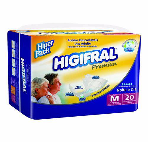 Fralda Geriátrica Higifral Premium Hiper Pack M - 20 Unidades