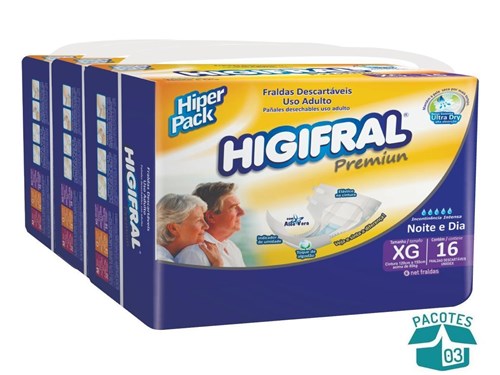 Fralda Geriátrica Higifral Premium Hiper Pack Xg - 48 Unidades
