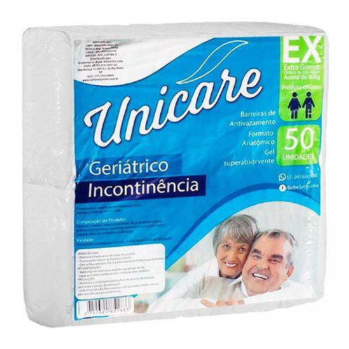 Fralda Geriátrica Unicare EX C/50 Unidades Pacotão Econômico