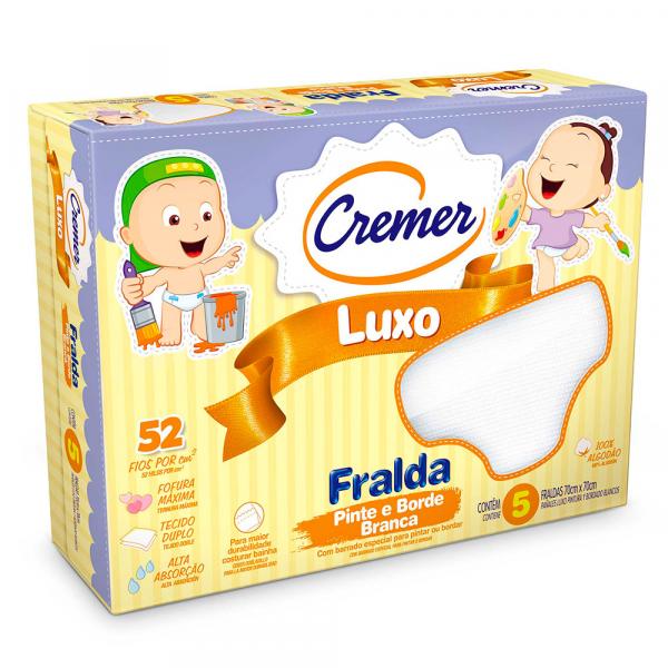 Fralda Luxo Pinte Borde 70cm X 70cm Branco - Cremer - Cremer