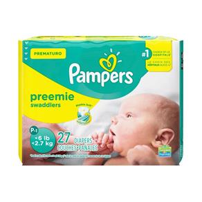 Fralda Pampers para Bebês Prematuros Preemie Swaddlers - Tamanho P - 27 Unidades