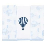 Fralda 3 peças com bainha balão azul e branco Baby gijo
