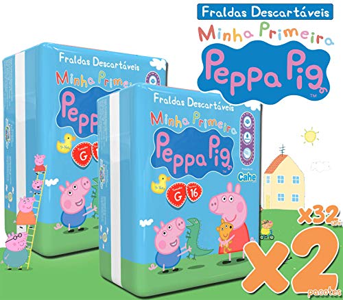 Fralda Peppa Pig Pratico G Kit com 2 Pct 32 Uni.