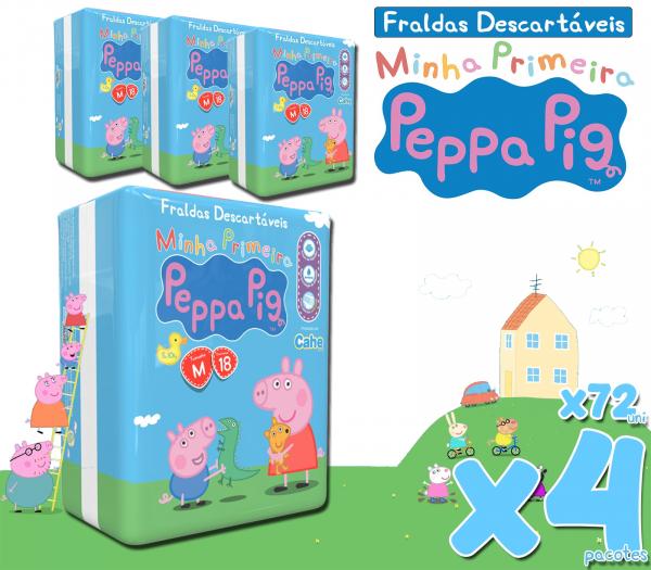 Fralda Peppa Pig Pratico M Kit com 4 Pct, 72 Uni.