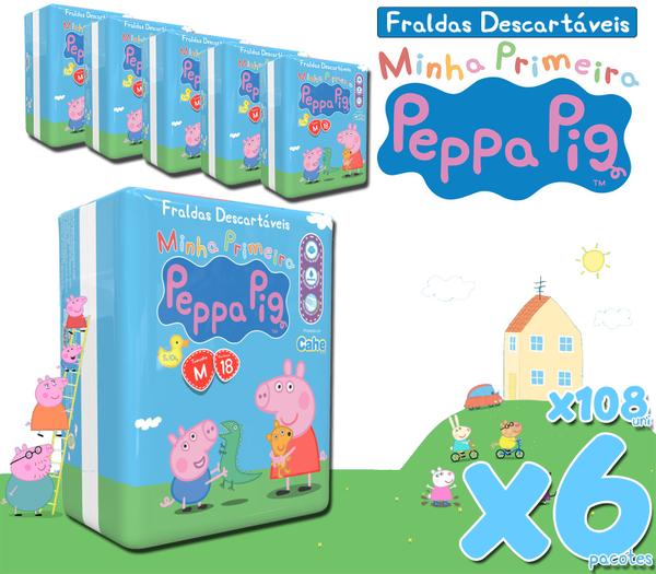 Fralda Peppa Pig Pratico M Kit com 6 Pct, 108 Uni.