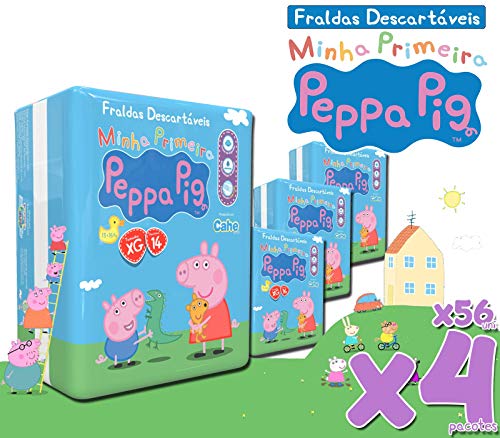 Fralda Peppa Pig Pratico Xg Kit com 4 Pct, 56 Uni.