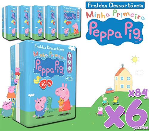 Fralda Peppa Pig Pratico Xg Kit com 6 Pct, 84 Uni.