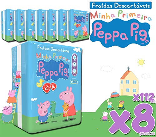 Fralda Peppa Pig Pratico Xg Kit com 8 Pct, 112 Uni.