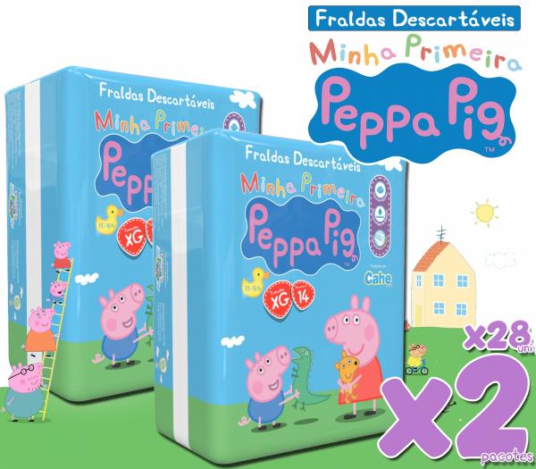Fralda Peppa Pig Pratico Xg Kit com 2 Pct, 28 Uni.