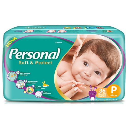 Fralda Personal Baby Tamanho P Pacote com 36 Tiras