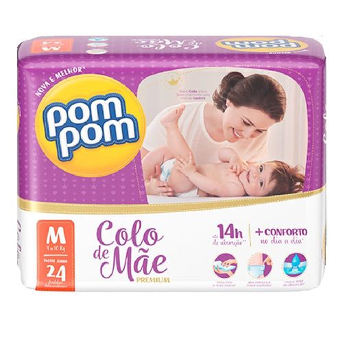 Fralda Pom Pom Colo de Mãe M C/24