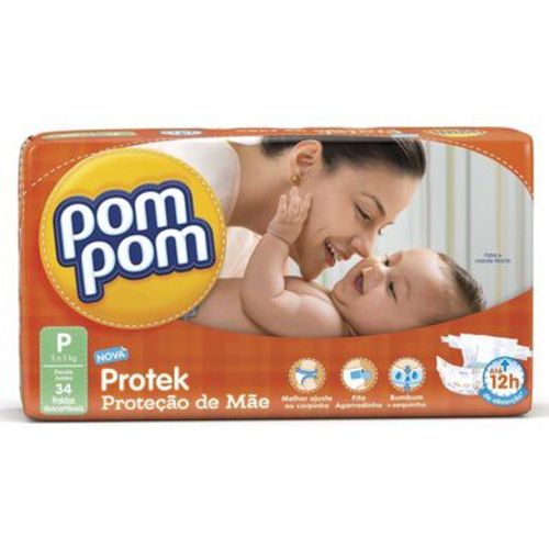 Fralda Pom Pom Protek Baby Jumbo P C/34 Und