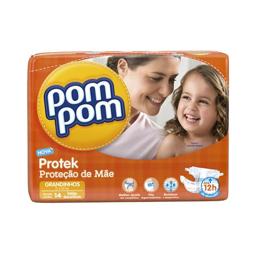 Fralda Pom Pom Protek Baby Proteção de Mãe Jumbo P 32 Unidades