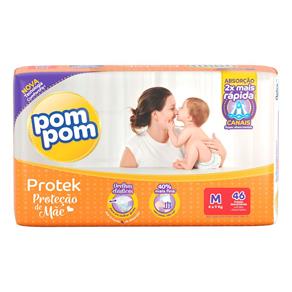 Fralda Pom Pom Protek Baby Proteção de Mãe Mega M 46 Unidades
