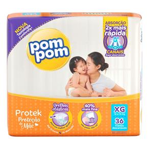 Fralda Pom Pom Protek Baby Proteção de Mãe Mega Xg 36 Unidades