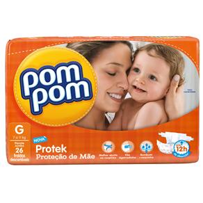 Fralda Pom Pom Protek Proteção de Mãe Jumbo - 26 Unidades Tamanho G