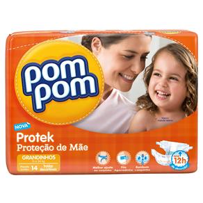 Fralda Pom Pom Protek Proteção de Mãe Jumbo com 14 Unidades - Tamanho Grandinhos