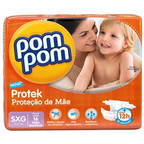Fralda Pom Pom Protek Proteção de Mãe Jumbo com 16 Unidades - Tamanho XXG