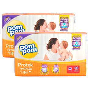 Fralda Pom Pom Protek Proteção de Mãe Mega com 100 Unidades - Tamanho M