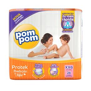 Fralda Pom Pom Protek Proteção de Mãe Mega com 26 Unidades - Tamanho SXG