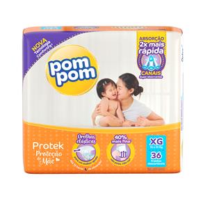 Fralda Pom Pom Protek Proteção de Mãe Mega com 36 Unidades - Tamanho XG