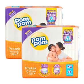 Fralda Pom Pom Protek Proteção de Mãe Mega com 80 Unidades - Tamanho XG