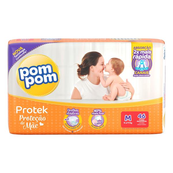 Fralda Pom Pom Protek Proteção de Mãe Mega M 46 Unidades