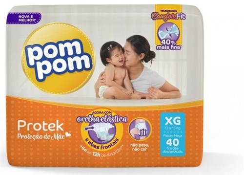 Fralda Pom Pom Protek Proteção de Mãe Mega XG - 36 Unidades