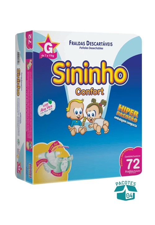 Fralda Sininho Confort Hiper Pacotão G - 288 Unidades
