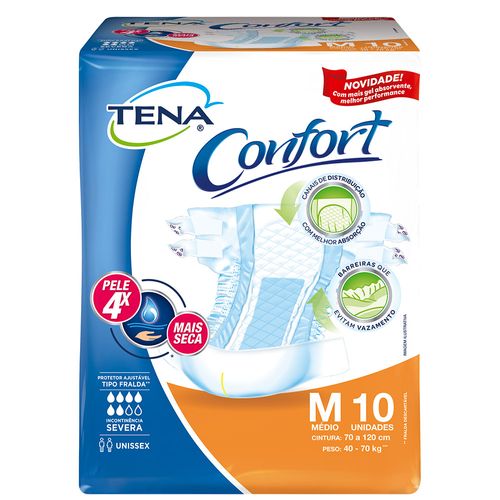 Fralda Tena Confort M 10 Tiras Fralda Geriátrica Biofral Confort Plus Media com 10 Tiras