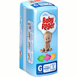 Fraldas Descartáveis Baby Roger Clássica G - 7 Unidades