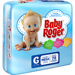 Fraldas Descartáveis Baby Roger Mega G - 72 Unidades